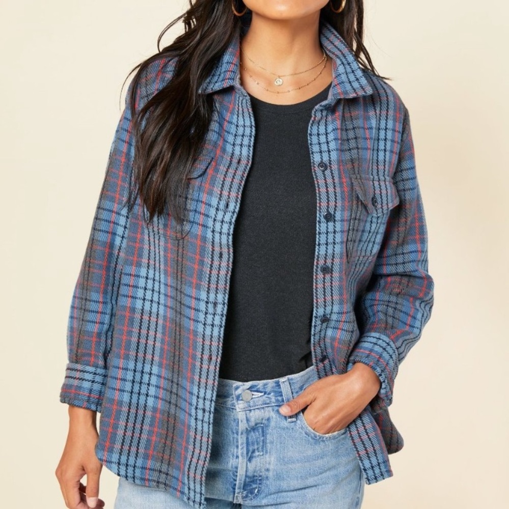 Outerknown Women's Blanket Shirt Pacific Old Coast Plaid Size XS/S MSRP $148